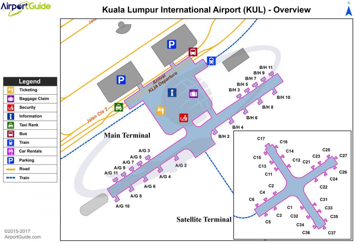 kuala lumpur international terminal lapangan terbang peta